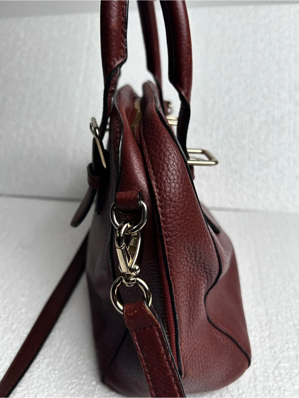 kate spade Pebbled Leather Satchel in Deep Burgundy